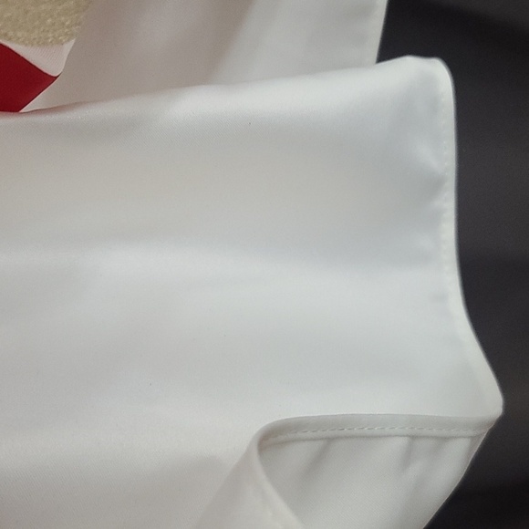 Rare Editions Girls Dress Red Shimmery Gold White Jeweled Zip Christmas 12 EUC - Picture 4 of 10